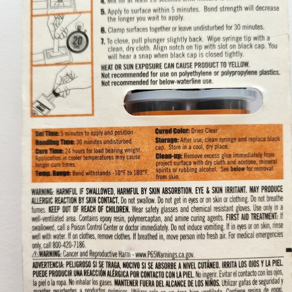 Gorilla Glue Clear Epoxy 5 minutes .85 fl oz Clear Water Resistant Gap-filling - Picture 8 of 14